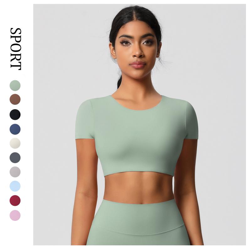 Tシャツ レディース ヨガウェア 高機能 スポーツトップス 速乾性 ストレッチ 裸感 磨毛加工 胸パッド付き ランニング トレーニング フィットネスウェア 春夏秋冬 黒 ピンク系