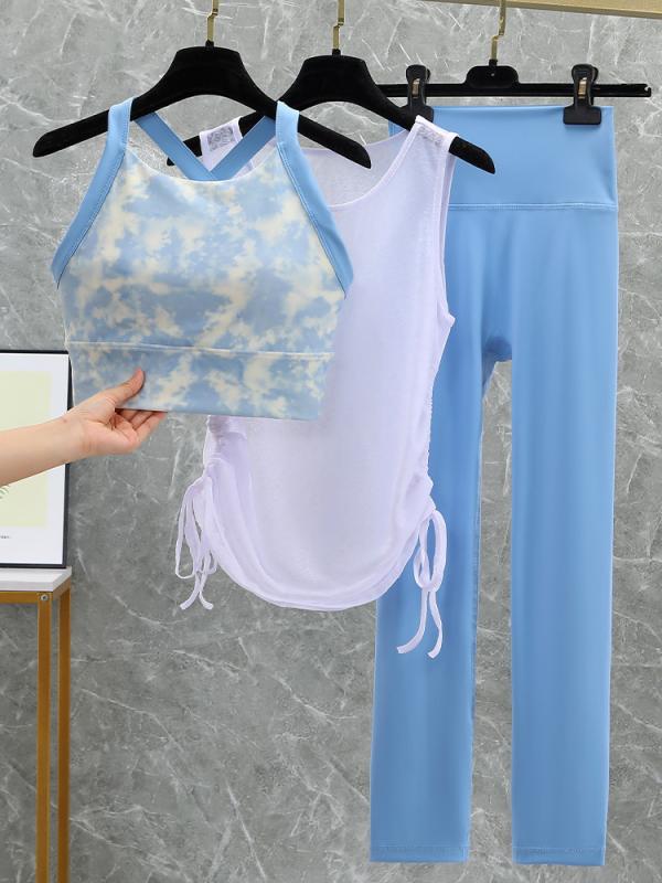 ヨガウェア レディース 上下セット スポーツウェア 高機能 速乾 コンプレッション ランニング ウェア 3点セット ブラトップ トップス パンツ トレーニングウェア スポーツ 運動 ジム フィットネス 春夏 秋冬