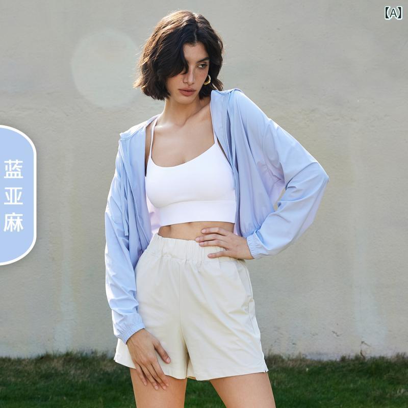 スポーツジャケット レディース 接触冷感 UVカット 紫外線対策 ランニング ジョギング ヨガ ウェア アウター トップス 長袖 パーカー フード付き 春夏