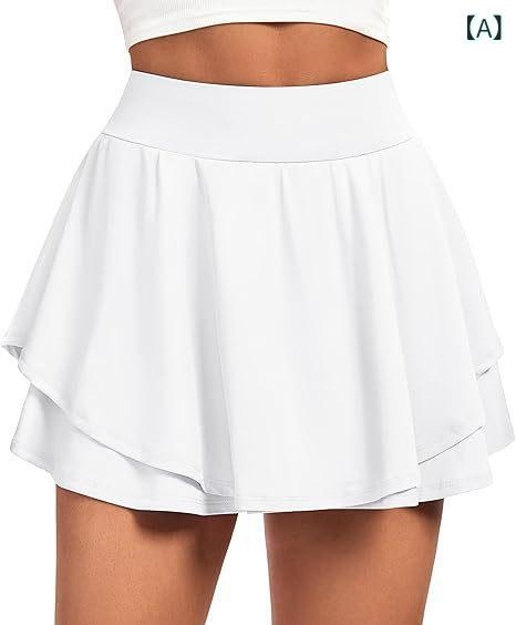 テニスカート レディース プリーツスカート ダブルプリーツ ゴルフスカート ポケット付き スポーツ ウ..
