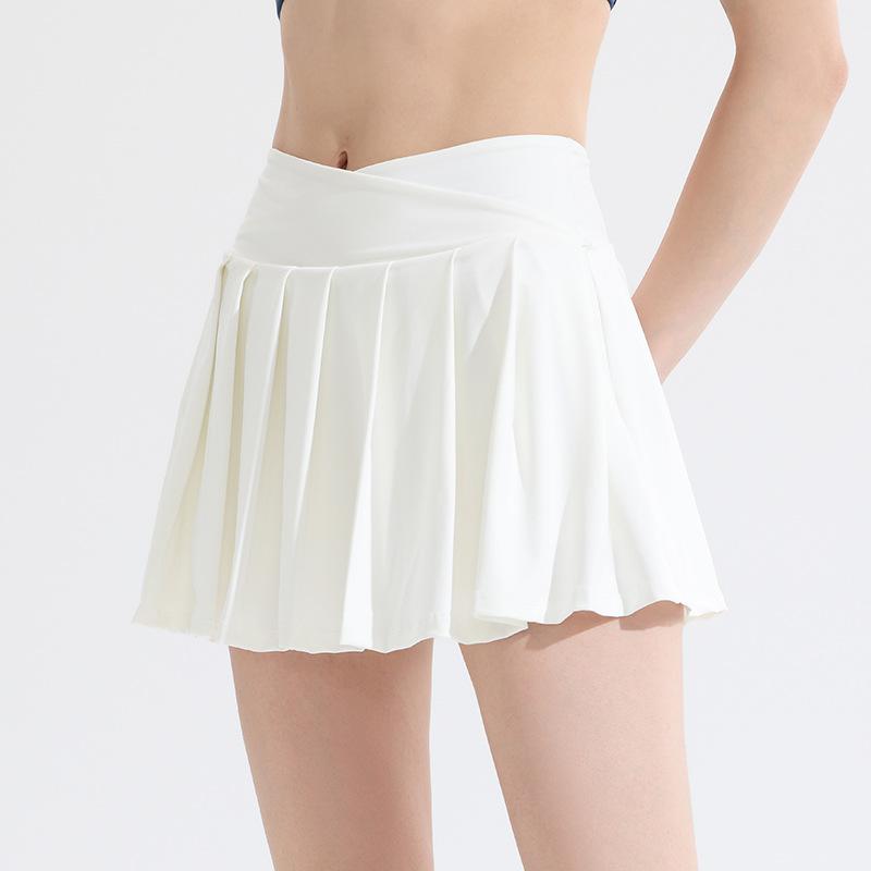 スカート レディース テニスカート スポーツスカート インナーパンツ付き 速乾 ポリエステル 無地 ホワ..