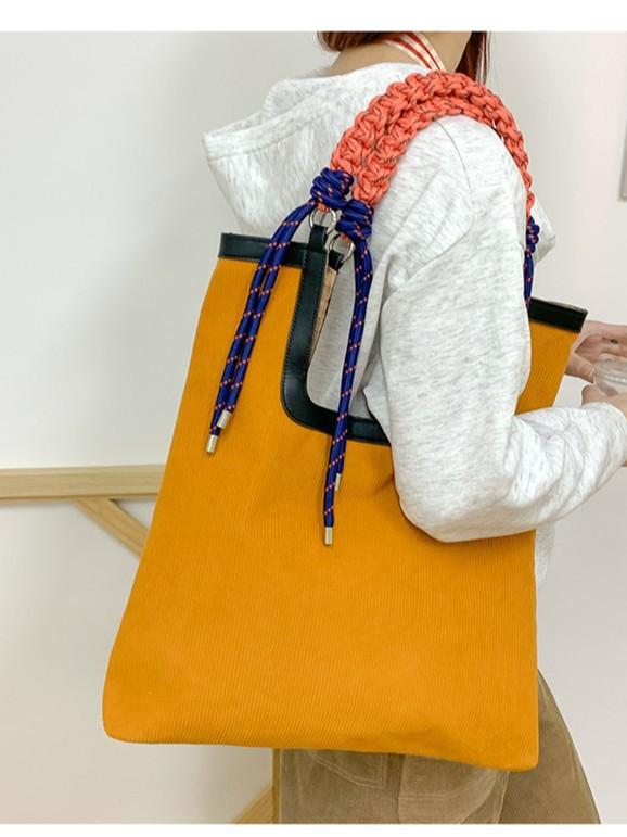トートバッグ レディース 春夏 コーデュロイ 麻 キャンバス 大容量 ピンク系 オレンジ系 カジュアル 旅..