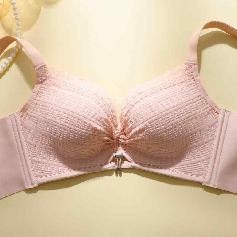 ブラジャー レディース レース ノンワイヤー 寄せ上げ 上げ バストアップ 谷間 脇高 補正 中厚パッド リフトアップ 無地 シンプル リラックス 3/4カップ