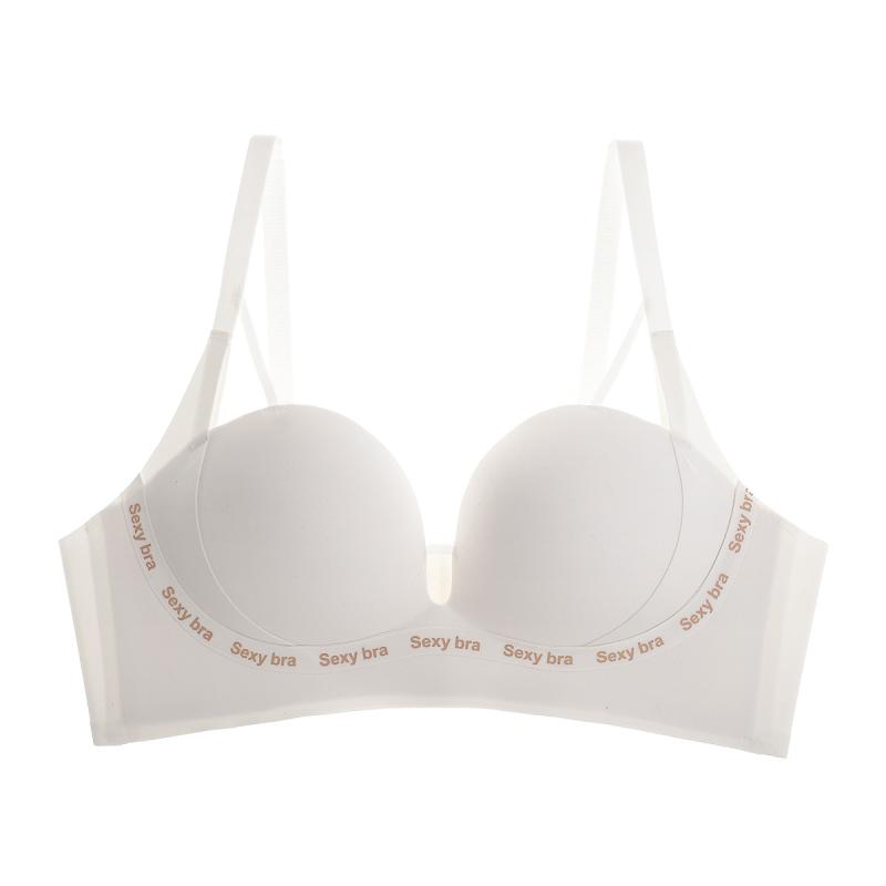 ブラジャー レディース 3/4カップ 谷間メイク 上げ 無痕 寄せ上げ ノンワイヤー リフトアップ 快適 シャンパンカラー ブラック ベージュ 抹茶色 70AB 75AB 80AB 85AB