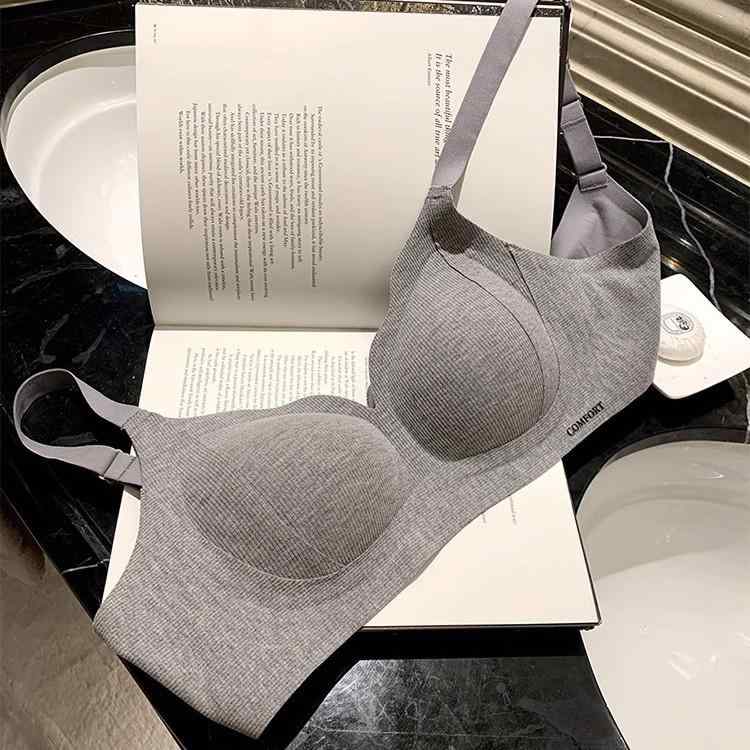 ブラジャー レディース 秋冬 暖か 無縫製 脇高 補正 谷間メイク 薄手カップ ノンワイヤーブラジャー 3/4カップ リフトアップ 通気性 美背 快適 グレー 杏色 ワインレッド ブラック M L XL 2XL