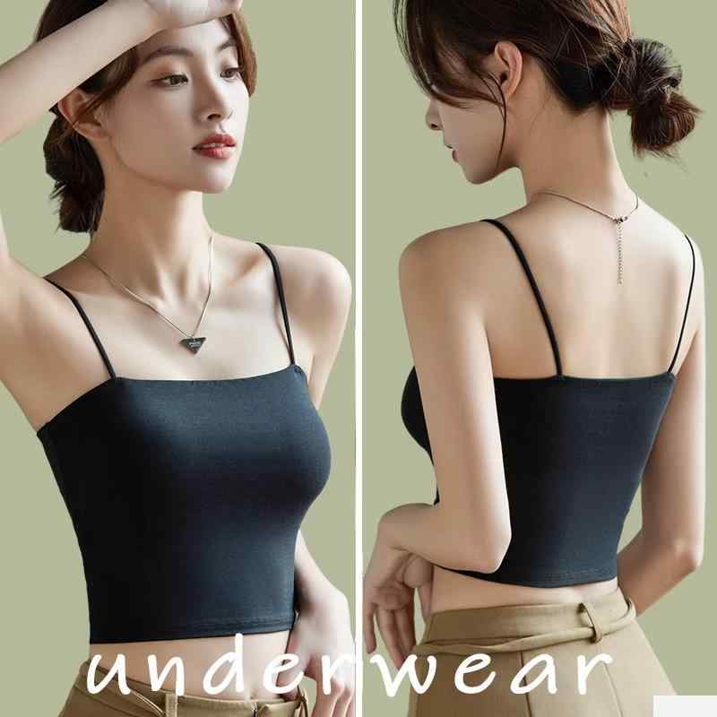 タンクトップ レディース 薄手 カップ付き インナー コットン 美背中 部屋着 普段使い 白 グレー 黄色 緑 黒