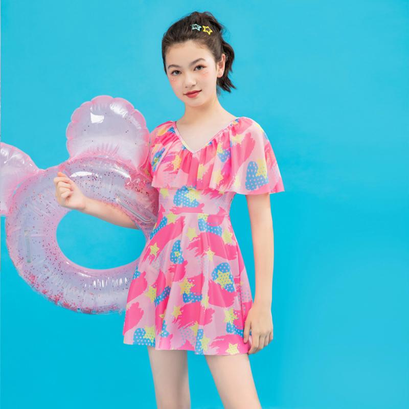 水着 女の子 子供 ワンピース スカート 平角 かわいい 迷彩柄 スイミング スクール プール 海水浴 練習用 伸縮性