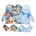 キッズ 上下セット ジャージ 秋冬 扎染 切り替え パーカー パンツ 長袖 男の子 女の子 幼児 普段着 スポーツ 部屋着