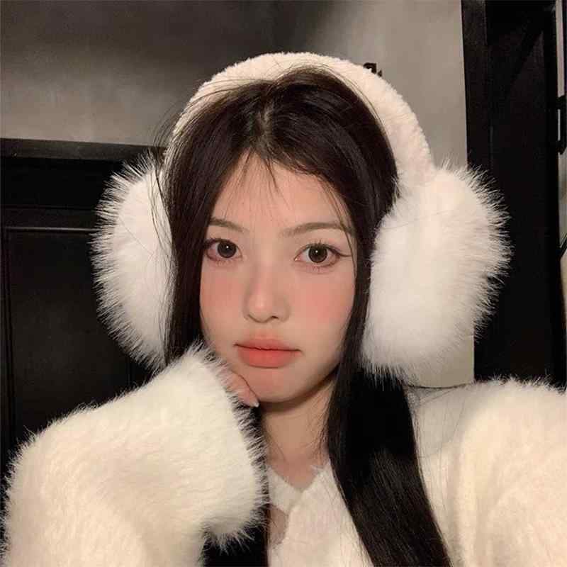 イヤーマフ レディース 秋冬 かわいい ふわふわ もこもこ 耳当て カジュアル 快適 暖かい 厚手 ブラック ホワイト ピンク ベージュ