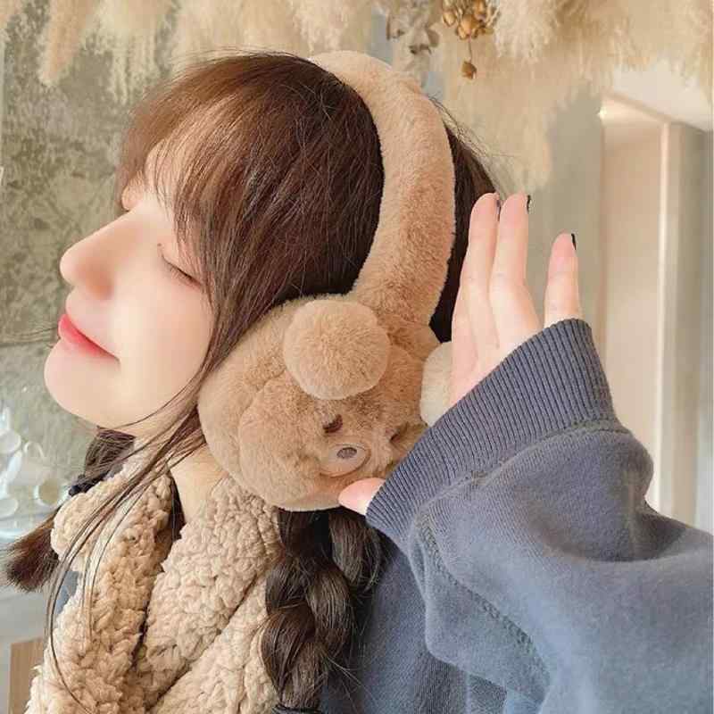 イヤーマフ レディース かわいい 秋冬 伸縮 調節可能 ファー ふわふわ 防寒 暖かい 学生 冷え対策 ベージュ ブラウン ミルクティー2