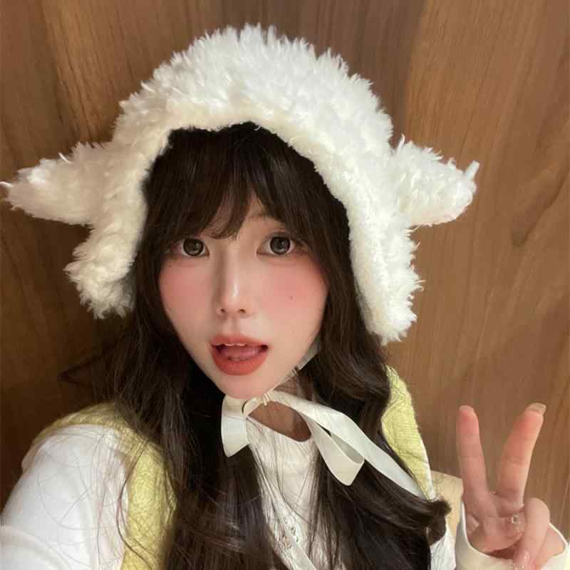 イヤーマフ レディース ウール ヘアバンド 耳あて 帽子 かわいい あったか 秋冬 学生 通学 アウトドア 旅行 防寒 白小羊 赤小羊 黒小犬