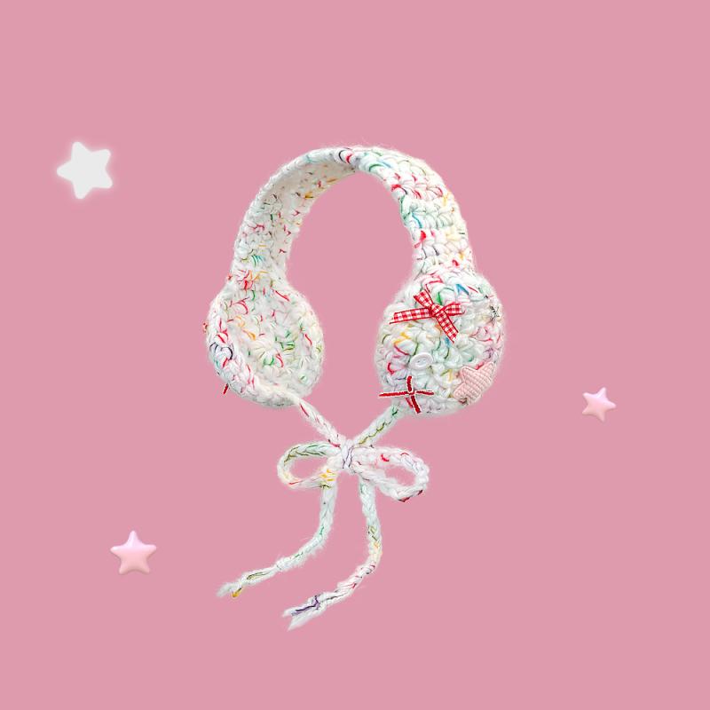 イヤーマフ レディース 秋冬 防寒 ニット 森ガール 系 星 リボン 耳あて ケーブル編み 小顔効果 暖かい 学生 かわいい ガーリー 2