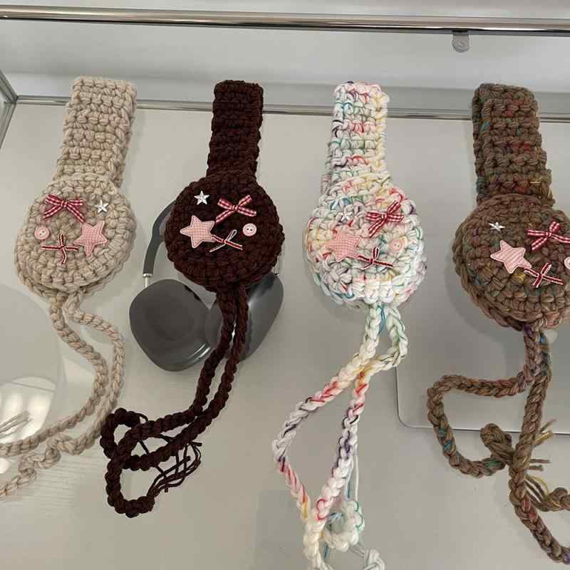 イヤーマフ レディース 秋冬 ニット 星 蝶結び ボンボン あったか 防寒 耳当て 女性用 婦人 ケーブル編み かわいい おしゃれ ガーリー フェミニン ベージュ ブラウン系2