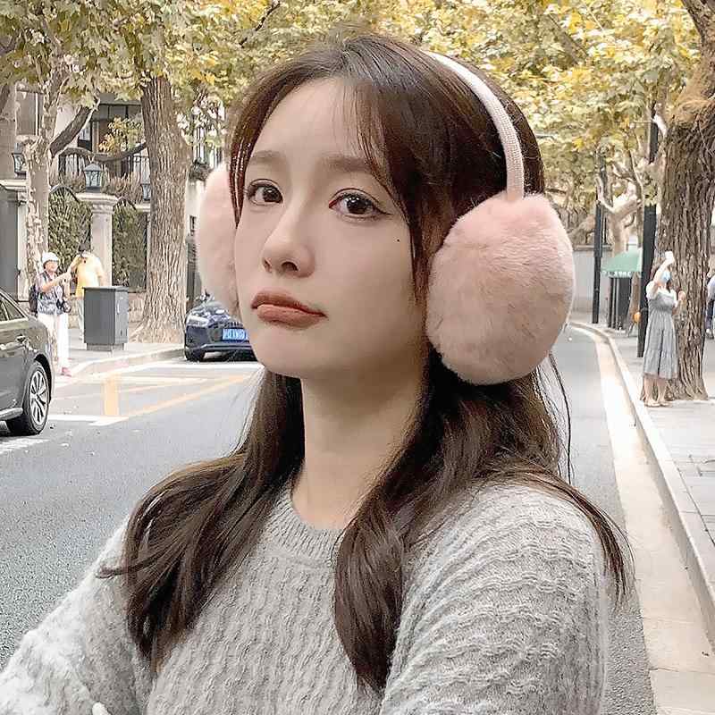 イヤーマフ レディース キッズ 子供用 秋冬 暖かい 防寒 伸縮性 ファー かわいい ピンク系 グレー 霜降りブラック