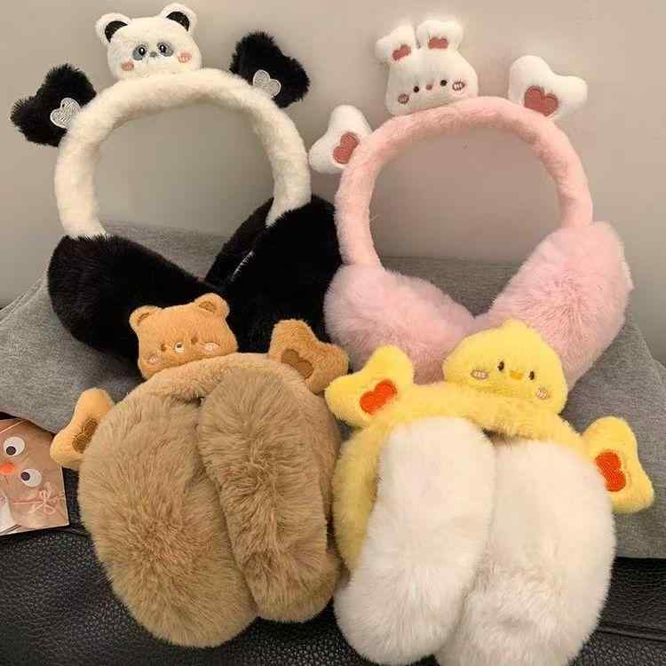 イヤーマフ レディース かわいい パンダ ウサギ あったか 折りたたみ式 防風 学生 秋冬 ブラック ピンク ホワイト