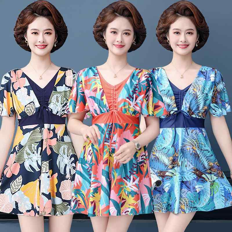 水着 レディース 大きいサイズ セパレート 体型カバー ショートパンツ スカート付き ミセス ママ 40代 50代 60代 温泉 海水浴 競泳用 ポリエステル2