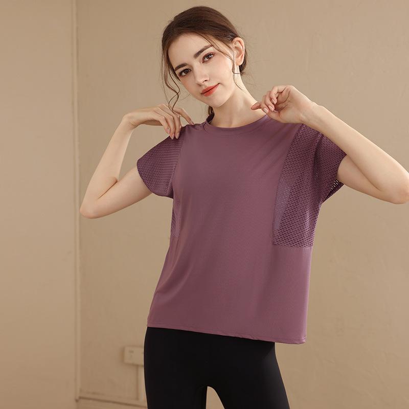 ヨガウェア レディース 半袖 Tシャツ スポーツトップス トレーニング ランニング ウェア 速乾 接触冷感 伸縮性 ポリエステル ルームウェア 普段使い ピンク系 ブラック ブルー系 グリーン系 パープル 接触冷感