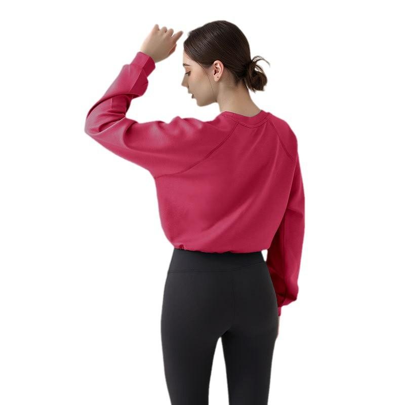 スウェット レディース ヨガウェア 秋冬 トップス 長袖 ショート丈 トレーナー スポーツウェア ルームウェア 普段使い ランニング ウェア 接触冷感 吸湿速乾 ベージュ ブラック系