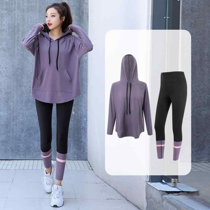 ヨガウェア レディース 秋冬 3点セット スポーツウェア ランニングウェア 吸湿速乾 伸縮性 ルームウェア グレー