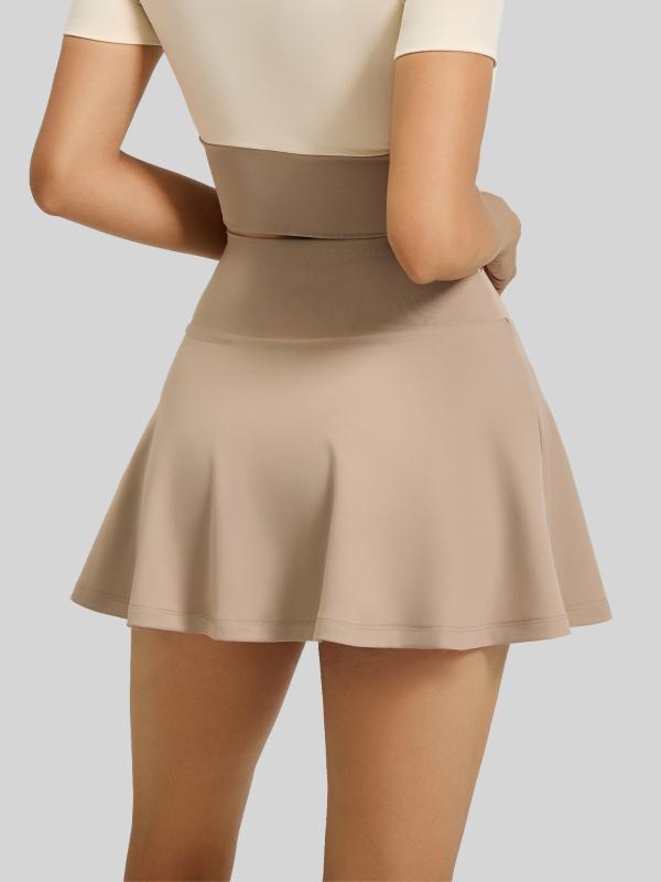 ヨガスカート レディース スポーツ ランニング トレーニング 接触冷感 吸湿速乾 防透け ショートスカート 切り替え バイカラー 星耀黒 香鯨藍 漿果紫 カーキ色