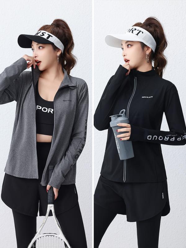 スポーツウェア レディース 3点セット ジップアップ ジャケット パンツ スカート風 キュロット ヨガウェア トレーニングウェア ランニングウェア 春秋 伸縮性 通気性 ポリエステル ブラック 黒 ワインレッド グレー ブルー ピンク パープル M L