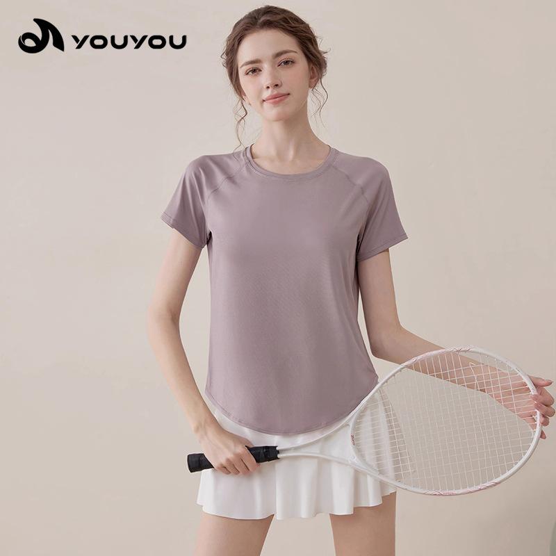 ヨガウェア レディース セットアップ 半袖 トップス スカート スポーツウェア ランニングウェア トレーニングウェア 吸湿速乾 ストレッチ 伸縮性 通気性 紫色 ブルー グリーン 白色