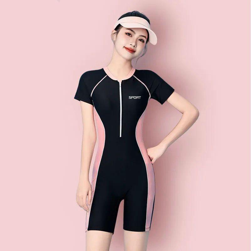 2水着 レディース ワンピース水着 体型カバー 着痩せ効果 スイミング 温泉 高弾性 ポリエステル 黒 ピンク系 大きいサイズ