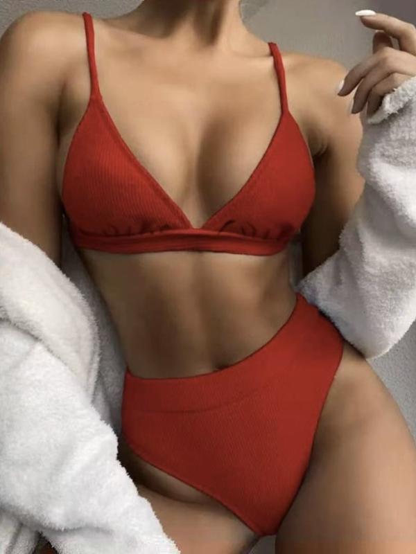 水着 レディース ビキニ セパレート 無地 ポリエステル 体型カバー シンプル スイムウェア ビーチ 海水浴 プール 赤色 青色 緑色 黒色 ..