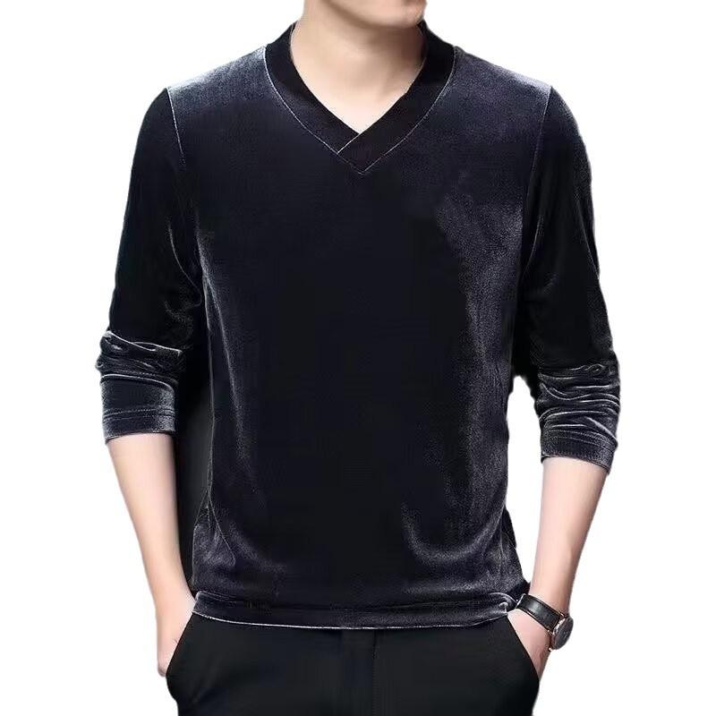 メンズ Vネック カットソー 秋冬 長袖 あったかインナー トップス 男性用 スリム 裏起毛 ポリエステル ..