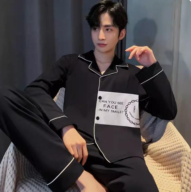 パジャマ メンズ 男性用 長袖 綿 ポリエステル混紡 薄手 寝間着 部屋着 ルームウェア 上下セット 襟付き 前開き 春秋 オールシーズン 普段使い ホテル 浴場 グレー 青 格子縞 ストライプ M L XL 2XL 3XL