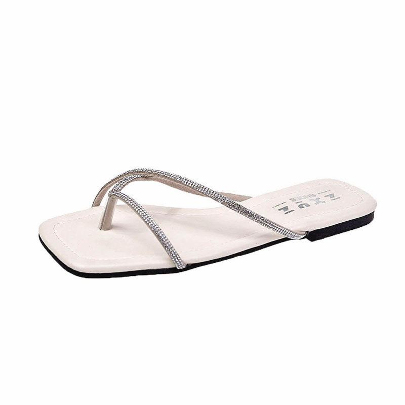 サンダル レディース ビーチサンダル フラットサンダル トングサンダル ビジュー ぺたんこ つっかけ リゾート 普段使い かわいい おしゃれ 歩きやすい 白 黒