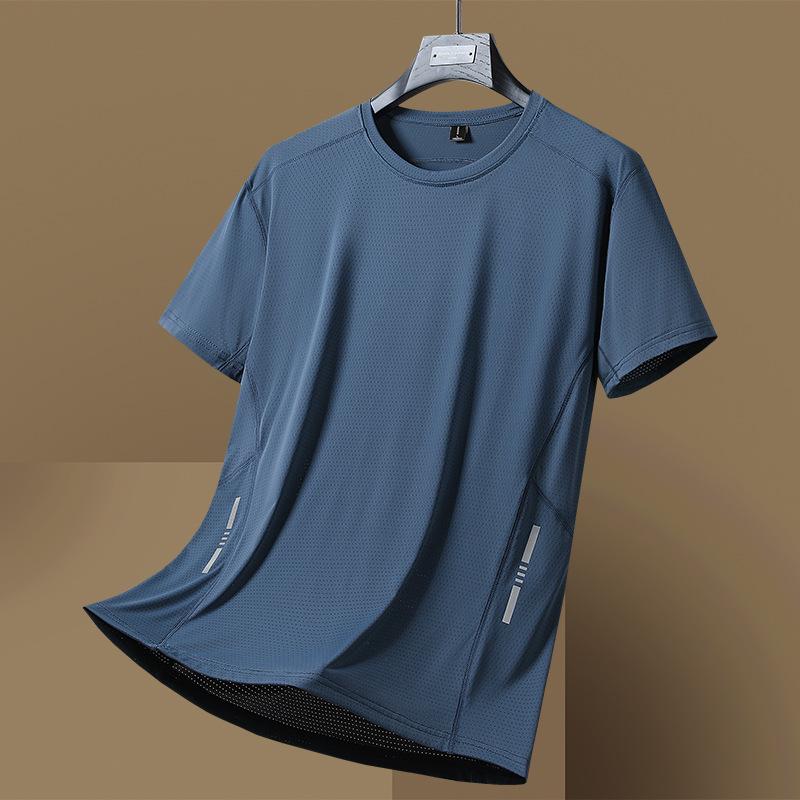Tシャツ 男性用 速乾性 半袖 接触冷感 通気性 スポーツ トレーニング ウェア 丸首 伸縮性 普段使い アウトドア 登山 軽量 墨緑