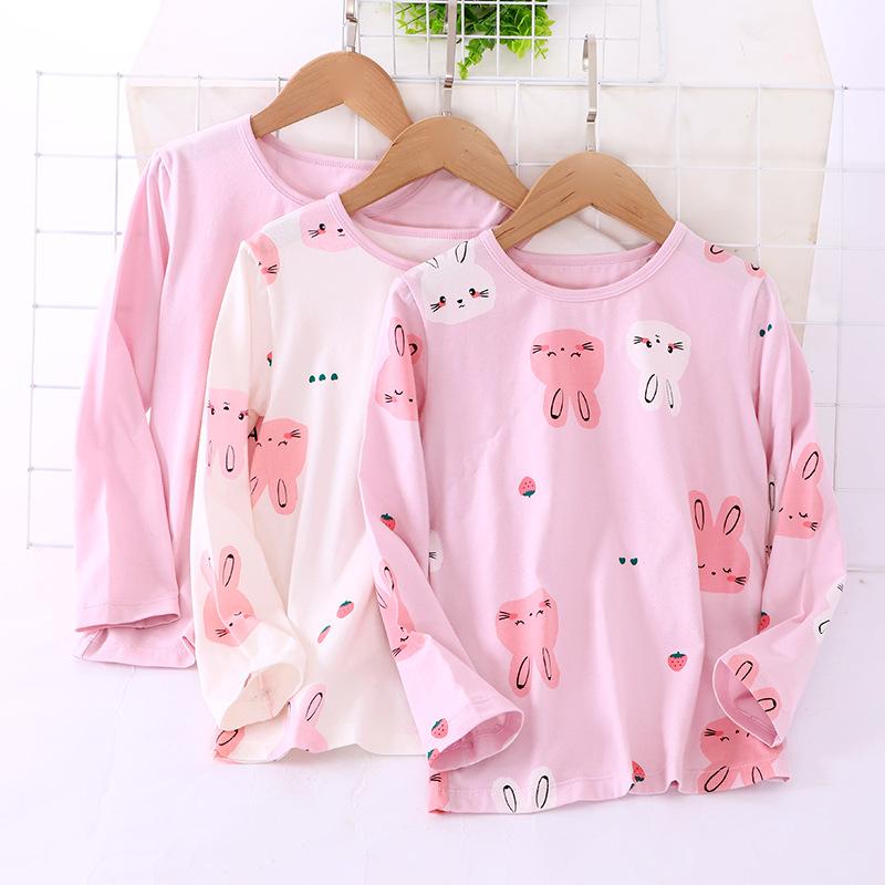 羊毛衫 - Tシャツ 女の子 子供服 2枚セット コットン トップス 長袖 小ウサギ かわいい 薄手 春秋 通園 通学 パープル系