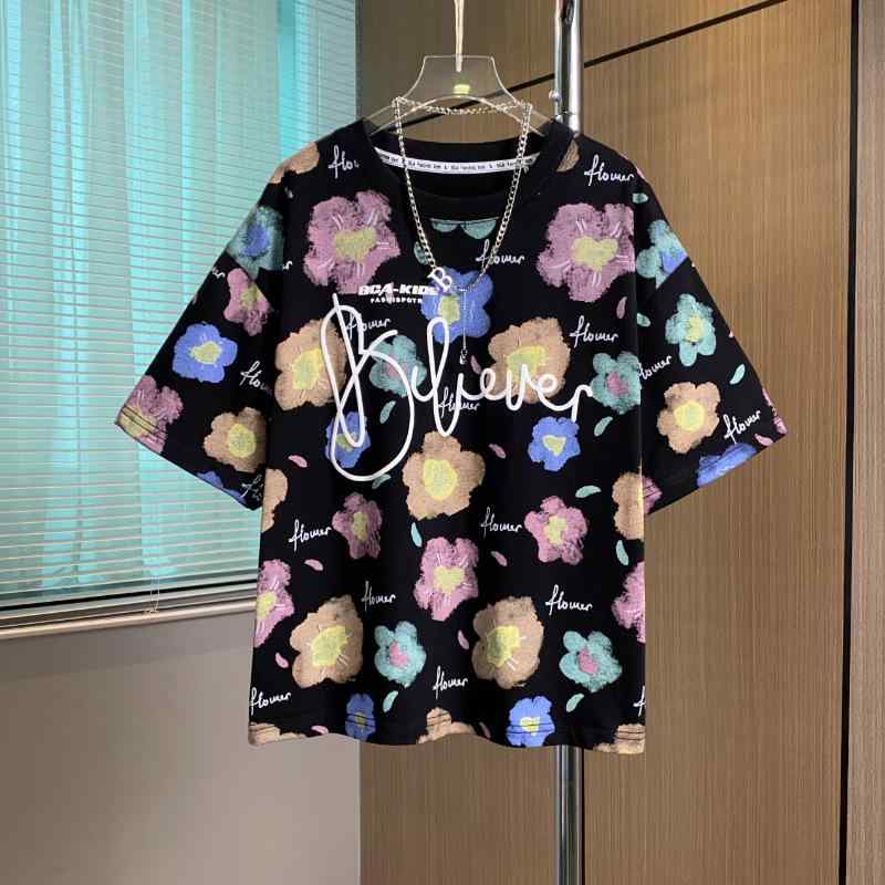 子供服 Tシャツ 男の子 半袖 コットン プリント トップス カジュアル 普段使い 吸湿速乾 ブラック 120 130 140 150 160