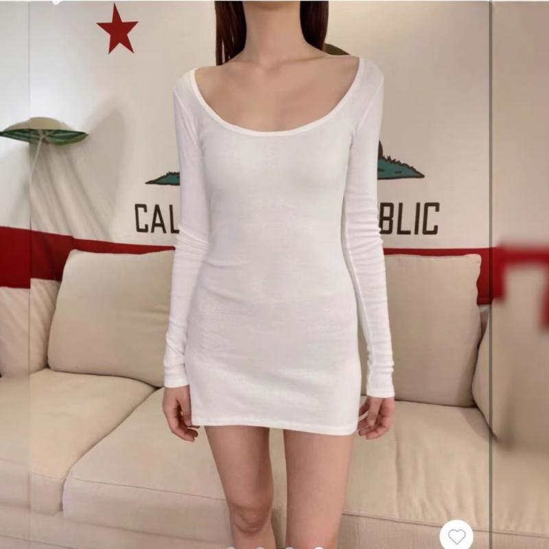 ワンピース レディース 長袖 Aライン ミニワンピース タイトスカート 膝丈ワンピース コットン 無地 カジュアル かわいい 春秋冬