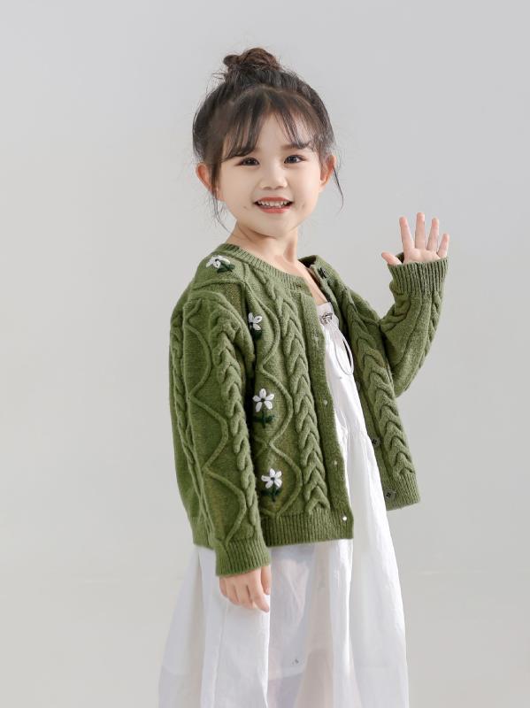 ニットカーディガン キッズ 子供服 女の子 春秋 森ガール 刺繍 トップス 長袖 薄手 かわいい おしゃれ ..