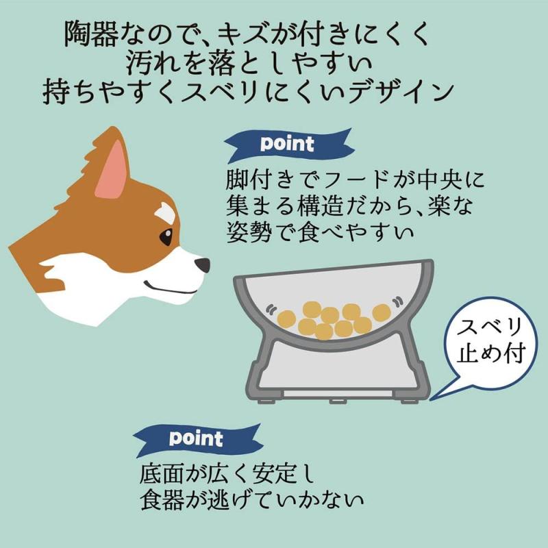 アドメイト (ADD. MATE) 犬用食器 フードが食べやすい脚付き陶器食器