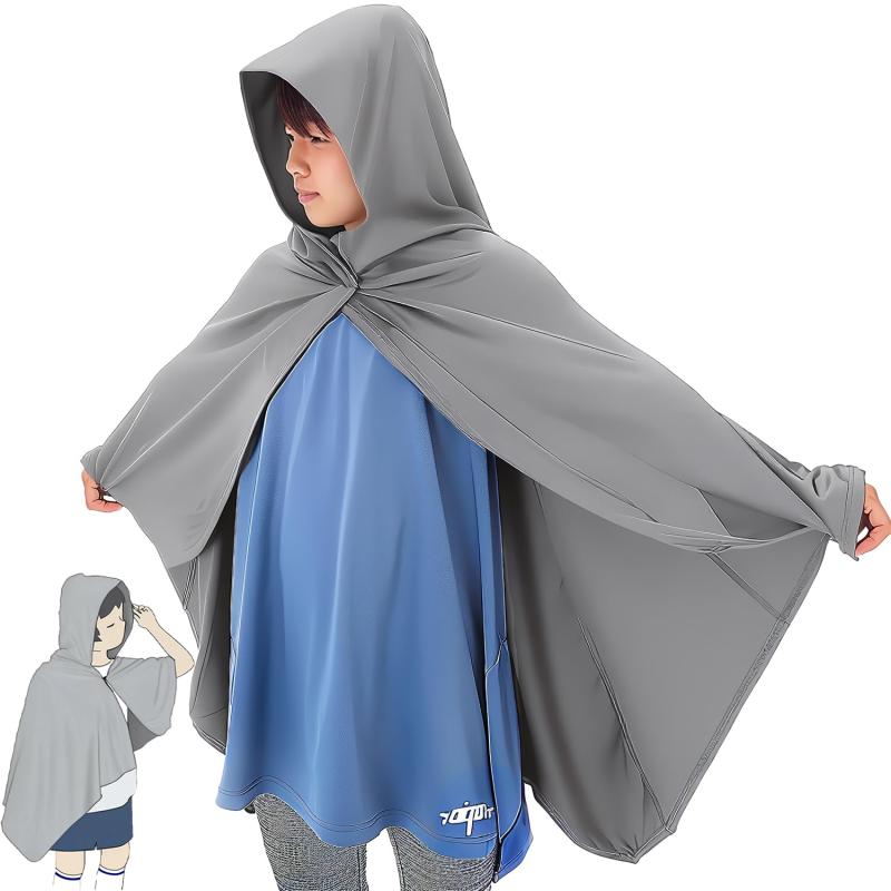 [SHICHANG] 肌温度-15℃の冷感ポンチョ 冷却 クールタオル 冷感タオル 冷感ポンチョ れいかんグッズ クールケープ スポーツタオル サッカー 熱中症対策 暑さ UV対策 スポーツ 日常生活 ネイビー