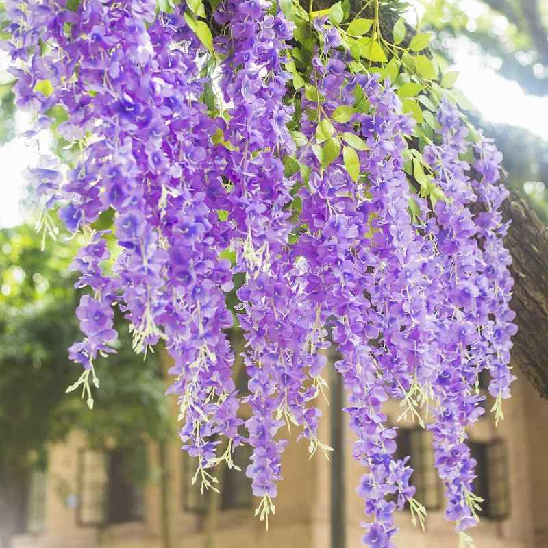Willthinleye 造花 藤の花 人工観葉植物 24本入り 人工壁掛け シルク造花 壁掛け 壁装飾 枯れない花 緑の葉 花飾り 吊り下げ 人工観葉植物 家庭やパーティーの装飾 ワインパーティー ウェディン buriruby-10853804 ブリルビ サンプル画像3