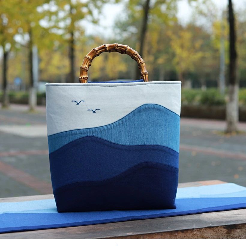 【遠山シリーズ】手染め?手刺繍トートバッグ｜草木染?手作り｜静謐な山景デザイン?和の美しさ｜綿麻素材 バッグ 母の日 ギフト ハンドバ