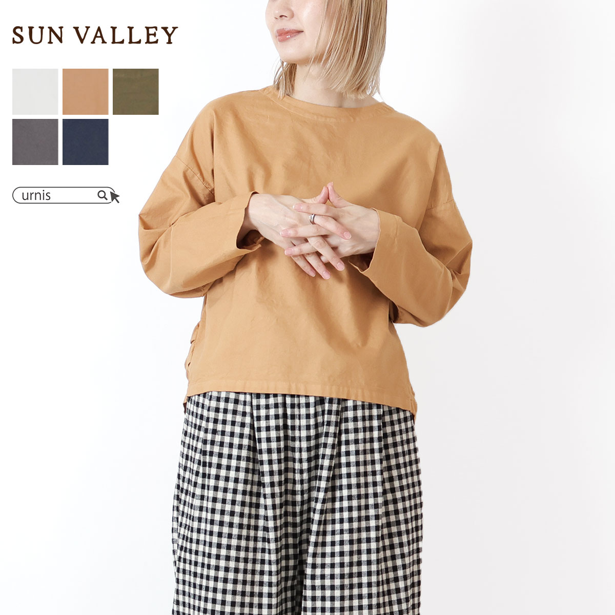 ★ SALE 28％OFF ★ SUNVALLEY サンバレートップス プルオーバー レディース 秋 冬 秋冬 シンプル ナチュラル カジュアル タック コットン 綿 オッ