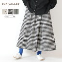 SUN VALLEY サンバレー レディース パンツ ガウチョパンツ ボトム ボトムス ネイビー ドット ギンガム ドット柄 ギンガムチェック柄 ナチュラル 綿麻