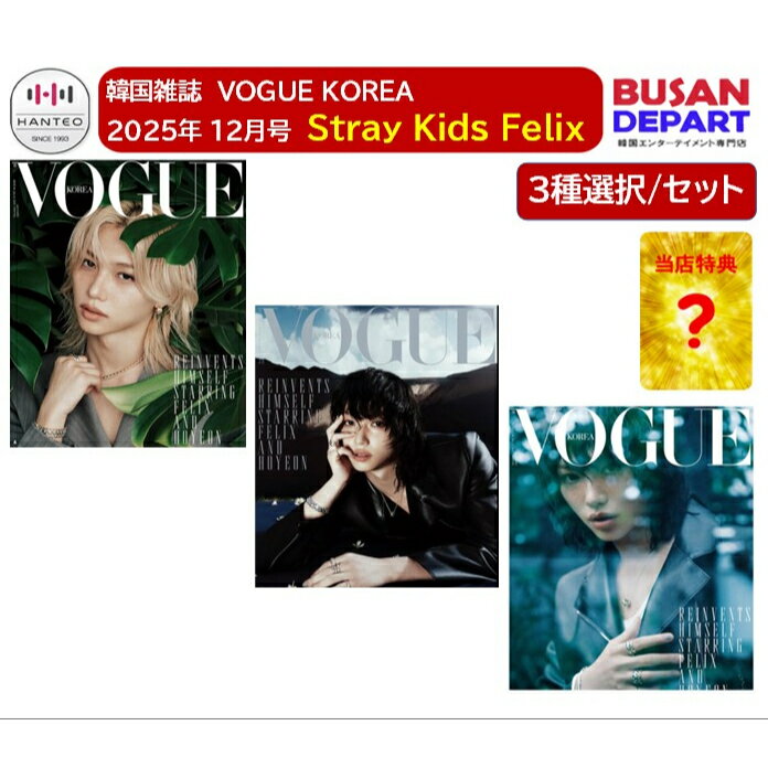 当店特典 +和訳付き VOGUE KOREA 25年12月号 表紙 Stray Kids FELIX ストレイキッズ フィリックス 選択/セット 韓国雑誌 送料無料