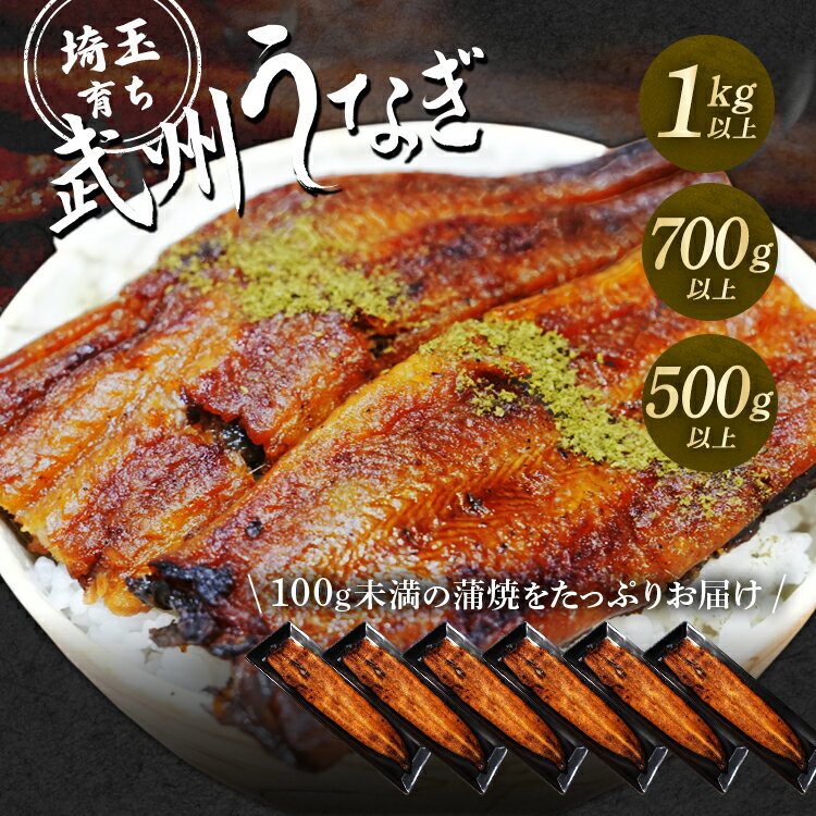 【新商品】武州うなぎ 蒲焼き大入りお買い得セット選べる3サイズ 計1000g/700g/500g以上 100g未満の蒲焼を詰め合わせたお値打ち商品です ご自宅用...