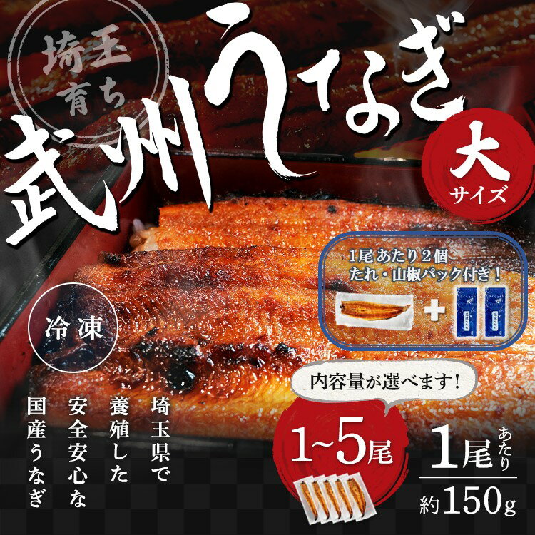 【6月10日値下げ新価格！】武州うなぎ 国産 蒲焼 (大) 1～5尾 1尾あたり約150g(148g～167g) 川越 内祝 丑の日 うなぎ 冷凍 真空パック 贈答用 鰻 プレゼント 国産うなぎ ギフト 家庭用 ウナギのかば焼き ウナギ 誕生日プレゼント うなぎの蒲焼き 贈り物 父の日 土用の丑