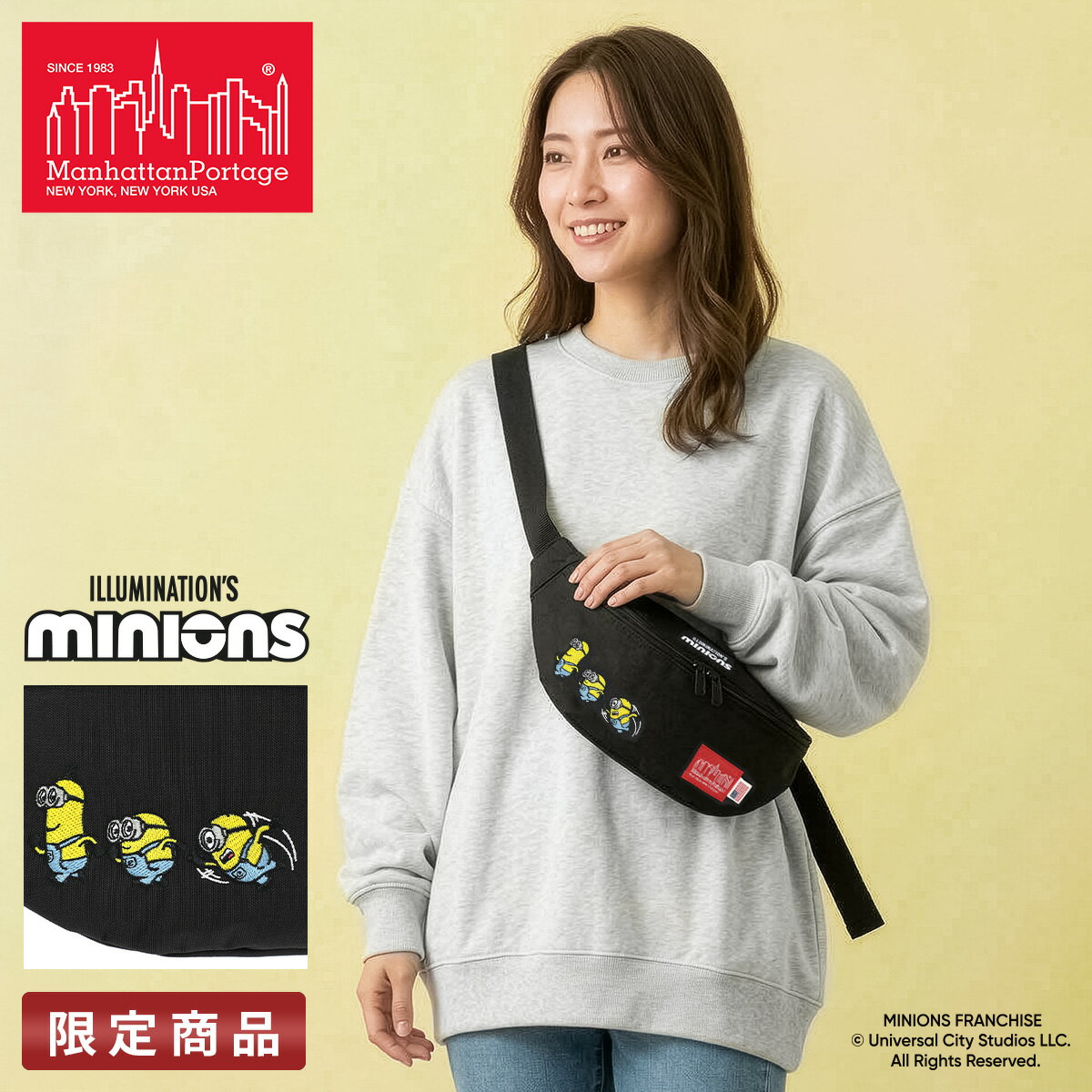 【最大43倍 4/16限定】マンハッタンポーテージ ミニオンズ ミニオン コラボ ボディバッグ ウエストバッグ ウエストポーチ ショルダーバッグ レディース メンズ ブランド コラボ 斜めがけバッグ Manhattan Portage MINIONS MP1100MNOS cpn10o