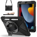 ZenRich iPad 9世代/8世代/7世代 ケース 耐衝撃 保護フィルム付き/ペン収納/360°回転スタンド ハンドストラップ/ショルダーストラップ 全面保護カバー ipad 第9世代/第8世代/第7世代 10.2インチ 現場