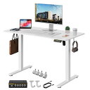 Gamork 電動スタンディングデスク 高さ調整70CM-118CM ゲーミングデスク メモリ機能/フック/ロック可能なキャスター サイレントモーター 勉強、ホームオフィス、リモートオフィス、一人暮らし
