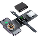 【インクのチップス】3in1 折りたたみ式 ワイヤレス充電器 iPhone 15 対応 <ブラック 黒> スマホスタンド ワイヤレス充電器 <3台同時充電可能><最大15Wの急速充電対応><2~3時間でフル充