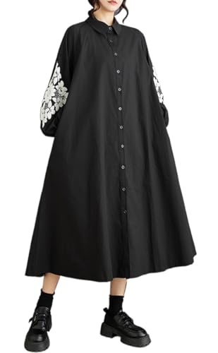 [もうほうきょう] 長袖 ワンピース レディース シャツワンピース ロングワンピース ロングコート ロング丈 ミモレ丈 シンプル 体型カバー ゆったり 大きいサイズ Hライン カジュアル 着痩せ
